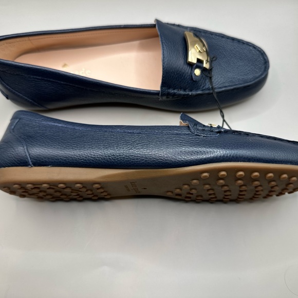 New! Kate Spade Carmen Navy Leather Gold Hardware Driving Loafer Women Size 9B - Picture 7 of 10